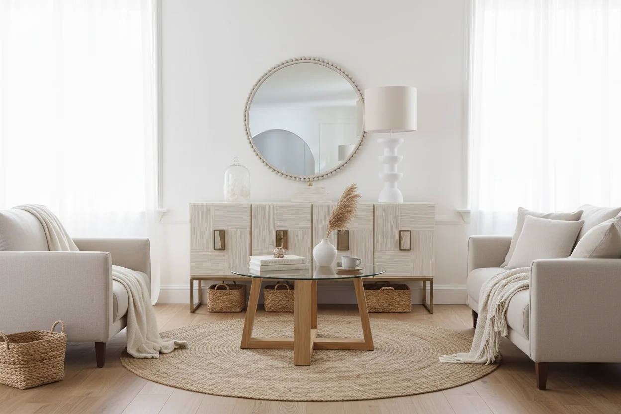 Modern Practical Circular Coffee Tea Tables, With Transparent Tempered Glass Tabletop, Wood Colored Tables For Living Rooms, Bedrooms