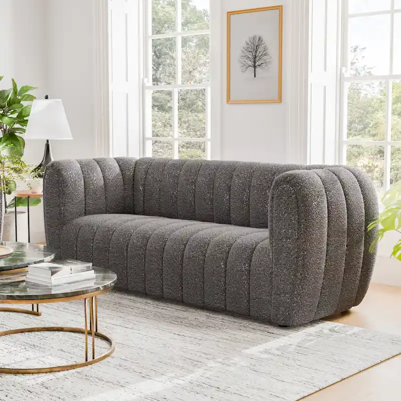 360° Swivel Accent Armchair, Teddy Upholstered Glam Tufted Back Chair for Living Room