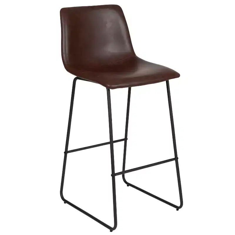 Merrick Lane 30 inch Faux Bar Height Bucket Seat Stools, Set of 2
