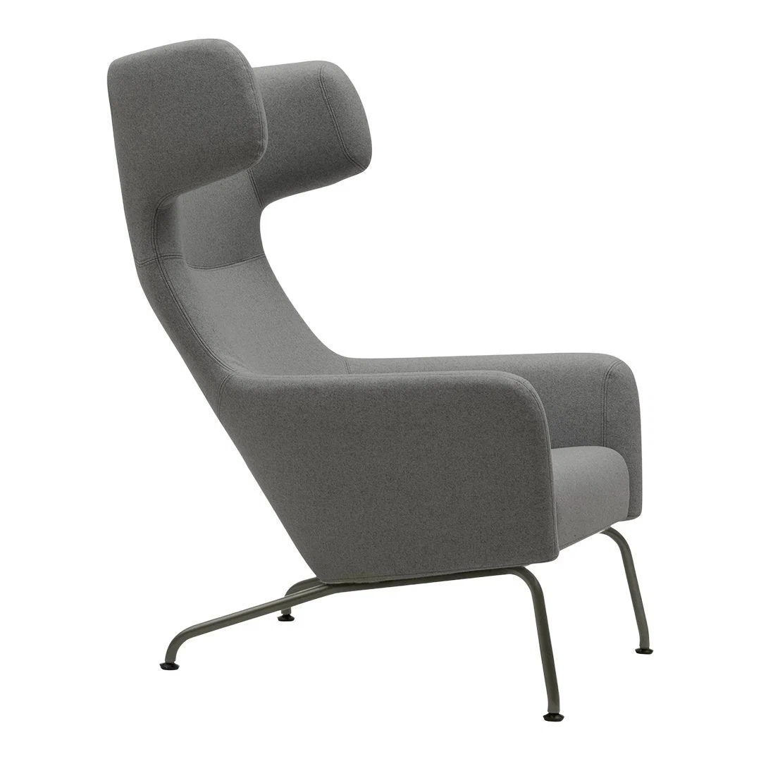 Modern Upholstered Wing Lounge Chair with Rounded Dynamic Silhouette for Living Room