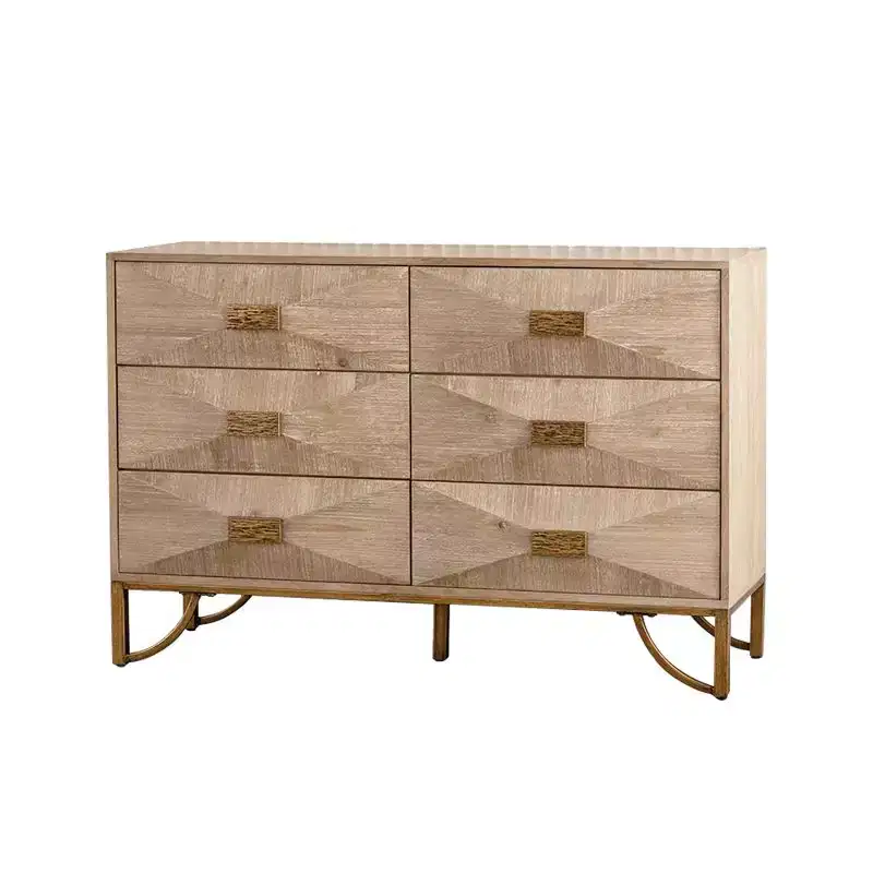 Okak Light Wood 6-Drawer Dresser & Chest Modern Design with Smooth Sliding Drawers for Living Room/Bedroom/Entryway Storage