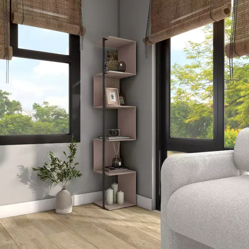 24/7 Shop At Home 62" Bloomhaven Modern 6 Shelf Corner Bookcase