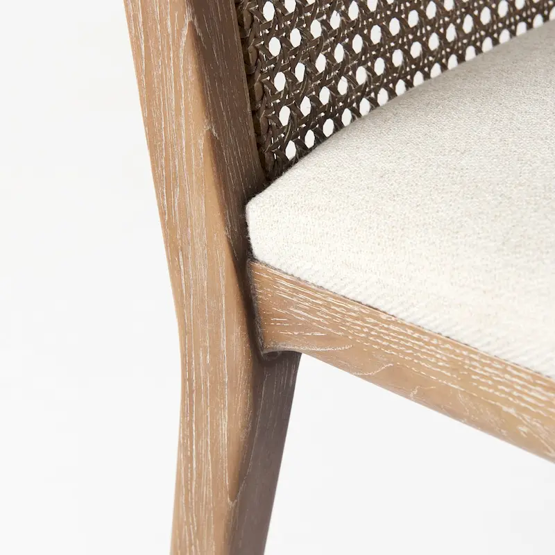 Clara Light Brown Wood Cream Seat Armless Dining Chair