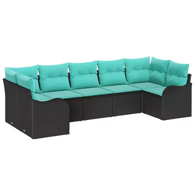 vidaXL Garden Sofa Set 7 pcs - Black and Turquoise