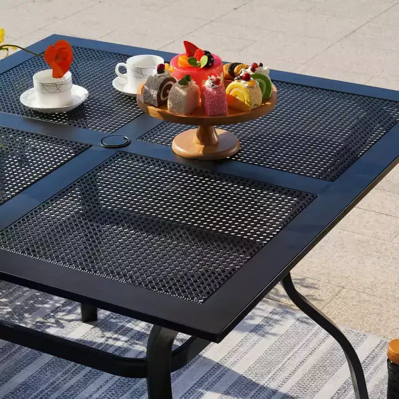 5pc Patio Dining Set with Mesh Square Table & Aluminum Frame Sling Chairs - Captiva Designs: Outdoor Furniture Ensemble