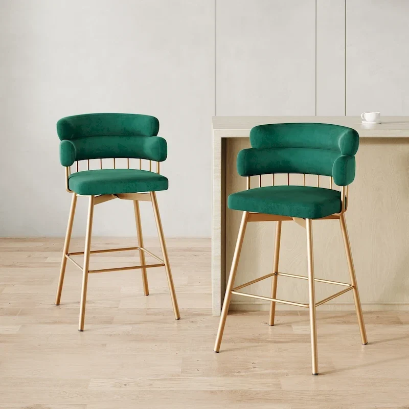 Christopher Knight Home Bremen 180Swivel 26 Velvet Counter Stools with Metal Legs (Set of 2)