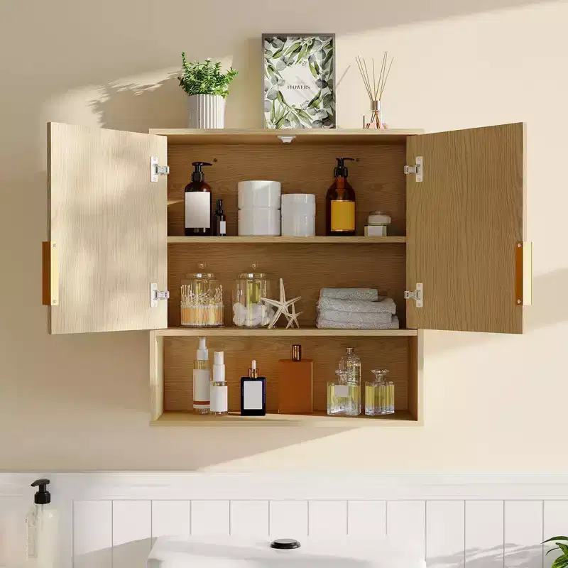 Classic Barn-Door Medicine Cabinet With Adjustable Shelves Bathroom Wall Cabinet Dimensions: 25 X 23.6 X 9 Inches