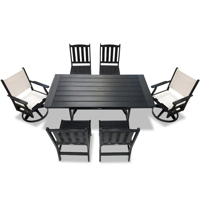 LuXeo Tuscany Sling Swivel Dining 7-Piece Set