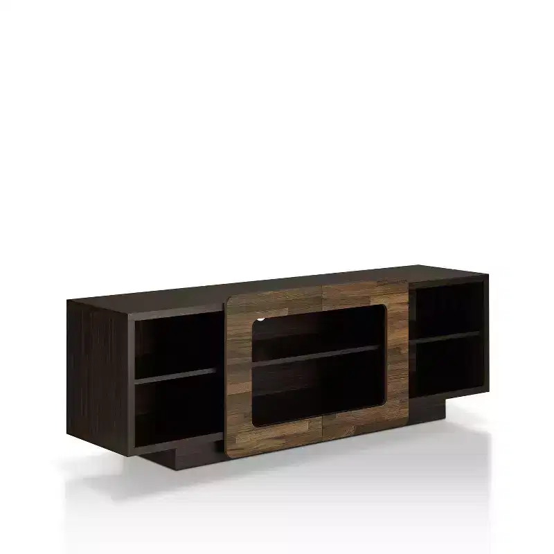 HOMES: Inside + Out Dimanche TV Stand for TVs up to 70" Dark Wenge: Modern Media Console with Open Shelves