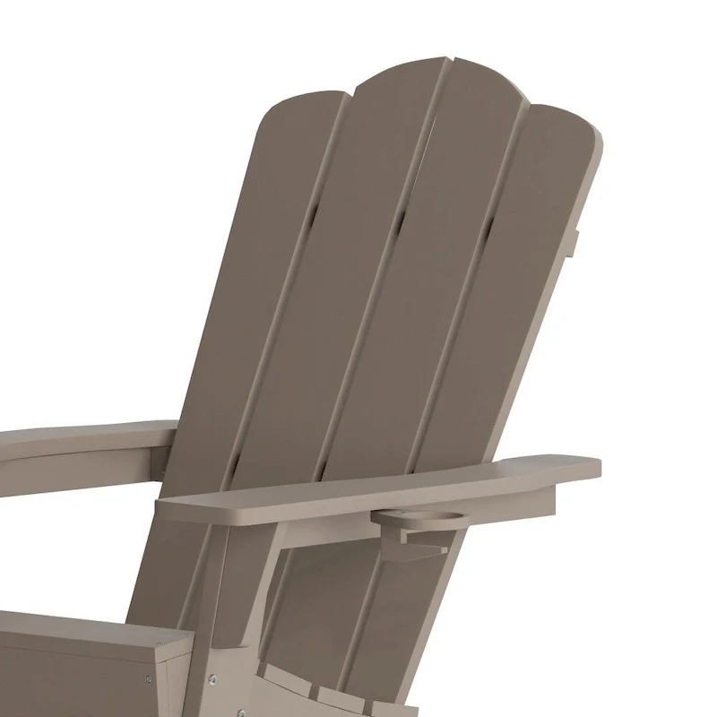 Set of 4 All-Weather Adirondack Chairs with Cupholders