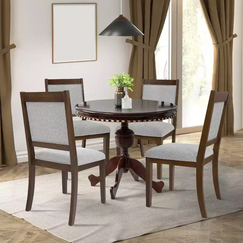 HomePop Set of 2 Open Back Upholstered Wood Frame Dining Chairs