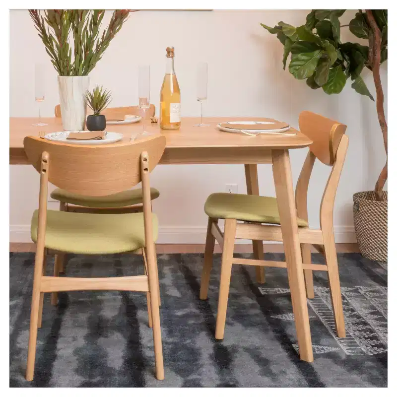 Set of 2 Anise Dining Chair Natural Oak/Green Tea - Christopher Knight Home: Upholstered, Rubberwood Frame, Polyester