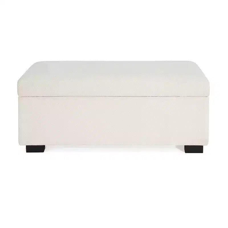 Christopher Knight Home Kalysta Contemporary Rubberwood Upholstered Rectanglar Storage Ottoman