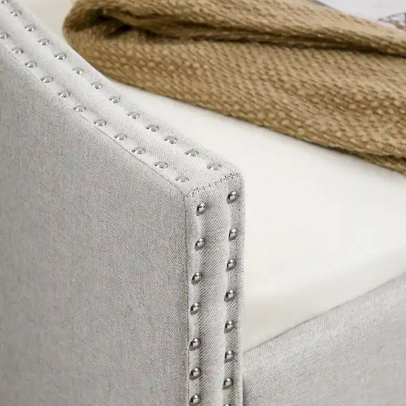 Upholstered Daybed Frame with Trundle & Tufted Backrest