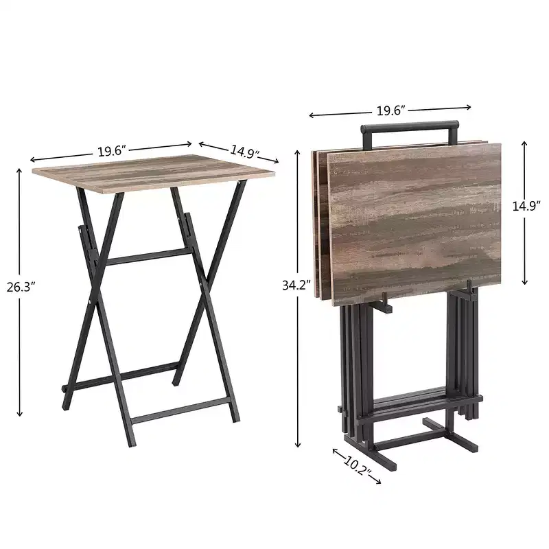 Folding TV Tray Tables, Industrial Side Table,For Small Space, Dorm Rooms, Outdoor