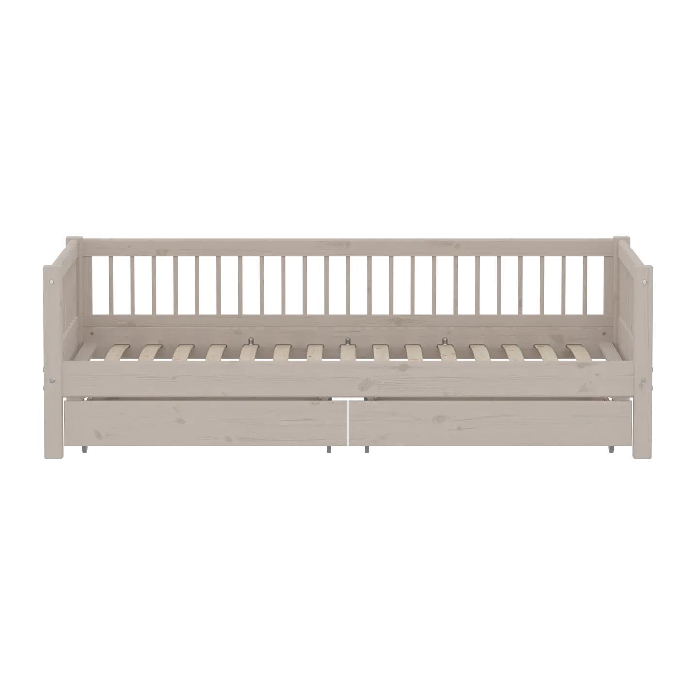 Single Bed with Storage and Safety Rail, 90x200 cm, Grey