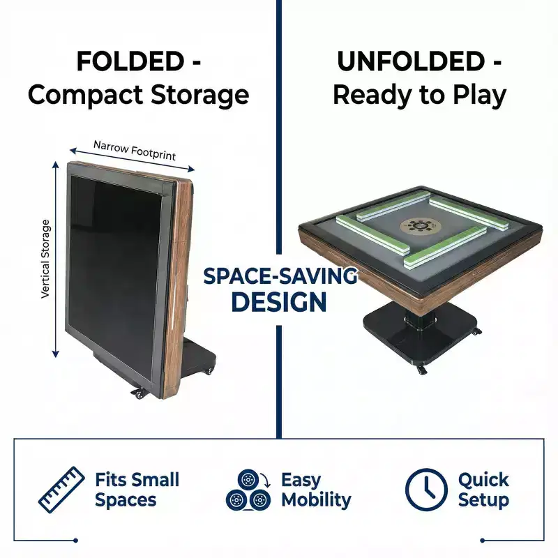 Foldable Automatic Mahjong Table with Wheels, Ultra-Thin & Quiet
