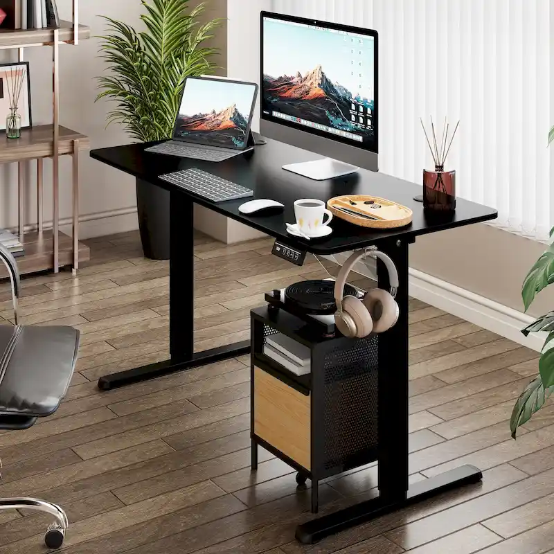 Futzca Height Adjustable Electric Standing Desk Sit Stand Computer Stand up Desk with Splice Board