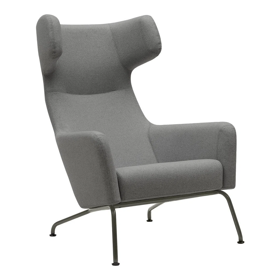 Modern Upholstered Wing Lounge Chair with Rounded Dynamic Silhouette for Living Room