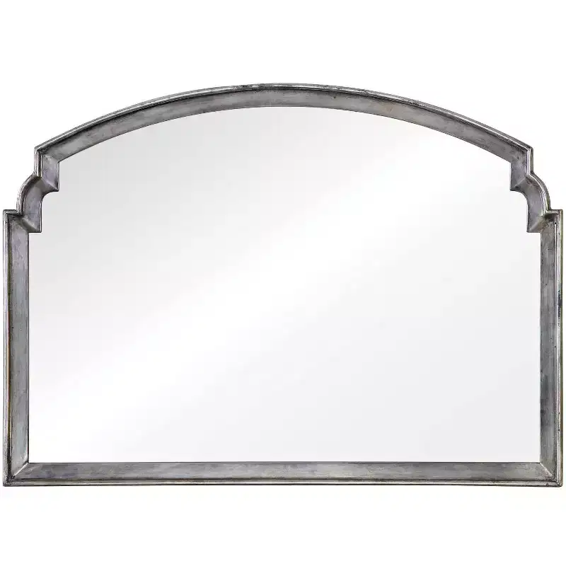 Uttermost Scalloped Top Rectangular Vanity Accent Wall Mirror Vintage Antiqued Silver Frame 42 Wide Bathroom Bedroom Living Room
