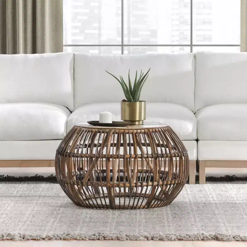 Christopher Knight Home Classic Dag Rustic Rattan Round Coffee Table, Natural