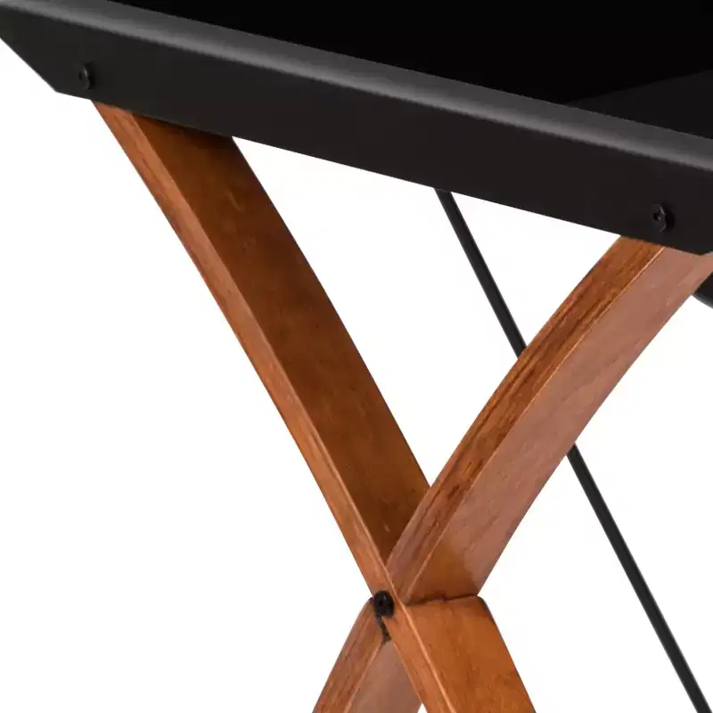 Emma and Oliver Glass Computer Desk-Pull-Out Keyboard Tray & Crisscross Frame