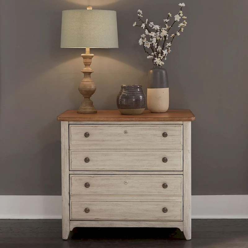 Farmhouse Reimagined Antique White with Chestnut Lateral File