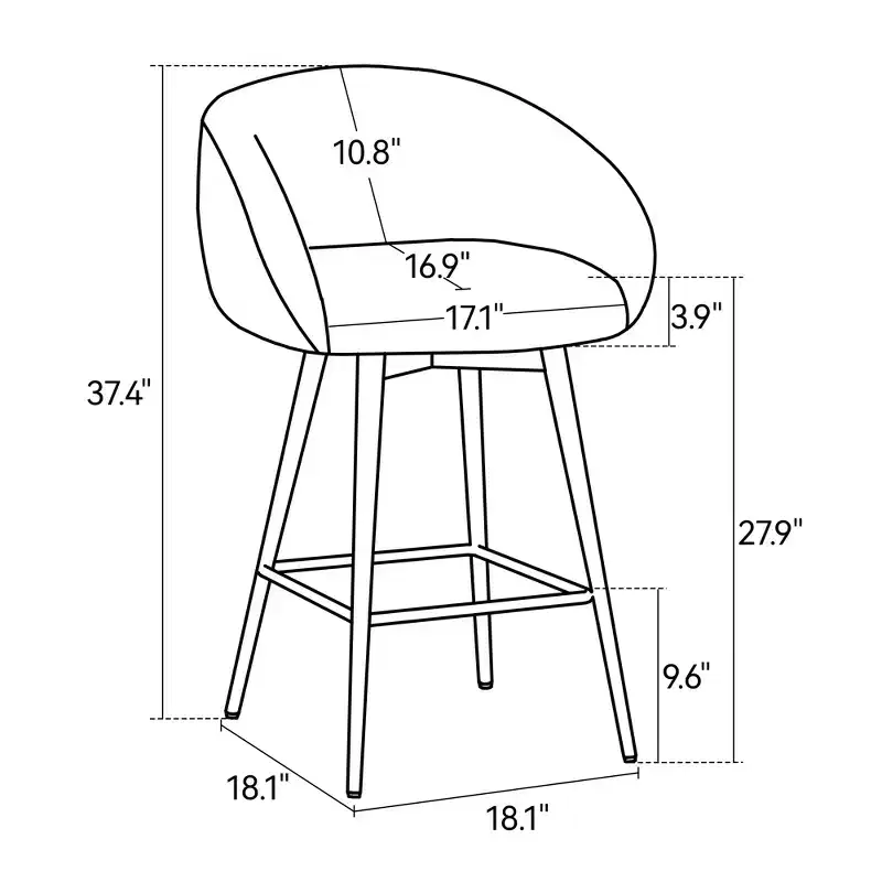 Dyonery 27.9 Counter Height Swivel Bar Stools with Back, Tufted Modern Farmhouse Kitchen Stools