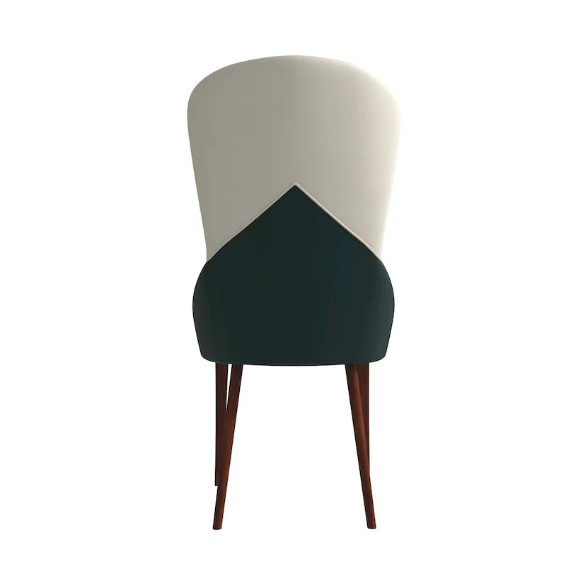 Leather Upholstered Solid Wood Dining Chair with Two-Tone Design