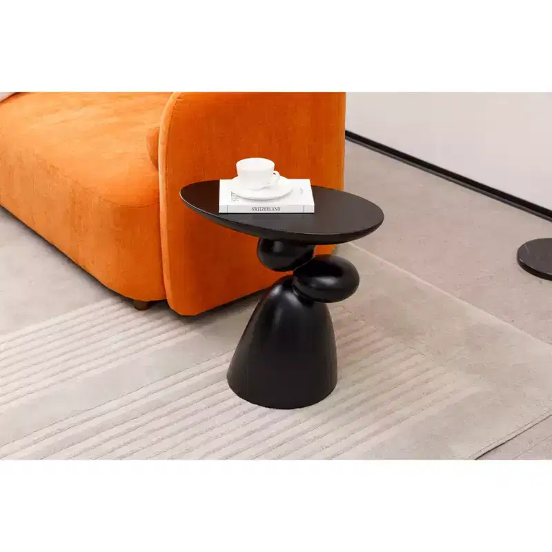 Elegant Decorative End Table, Fiberglass Side Table with Pedestal for Living Room, Bedroom, Guestroom