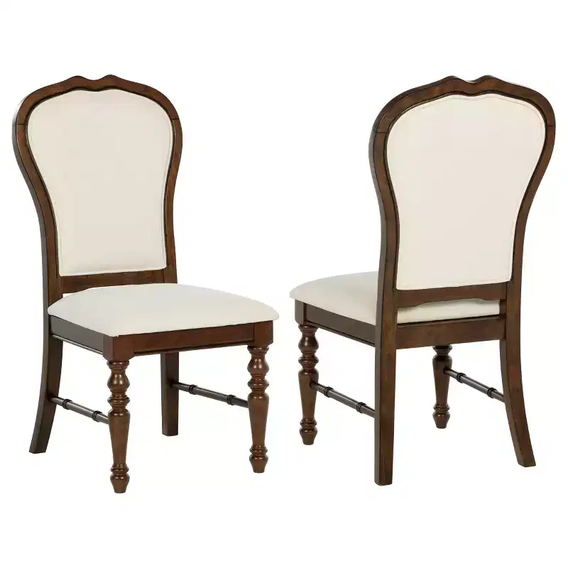 GDFStudio Bennett Upholstered Fabric and Wood Dining Chairs with Rounded Backs and Turned Legs (Set of 2)