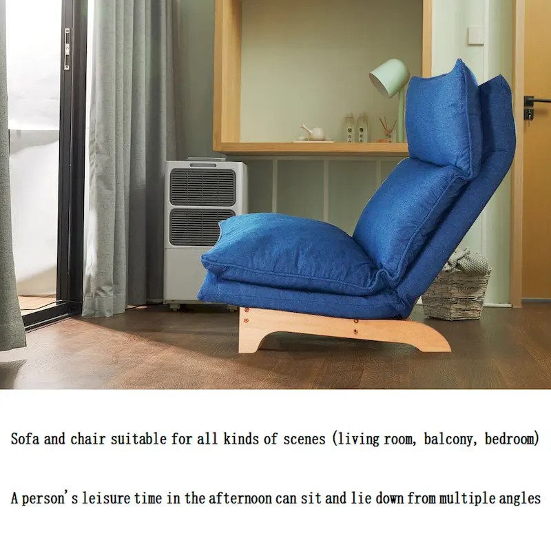 Blue Upholstered Foldable Reclining Leisure Chair - 48W x 27.56D x 37H