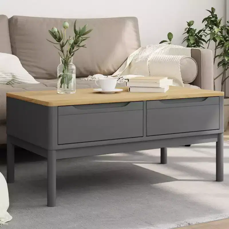 vidaXL Coffee Table Storage Accent Home Living Room Furniture Solid Pine Wood