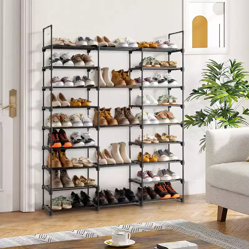 Metal & Plastic 9-Tier Shoe Rack 50''D x 11.75''W x 62.25''H