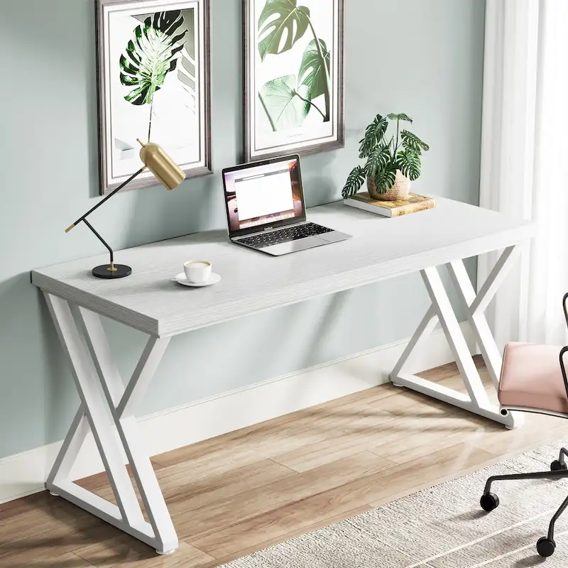 55-Inch Computer Desk with Z-Shape Metal Legs