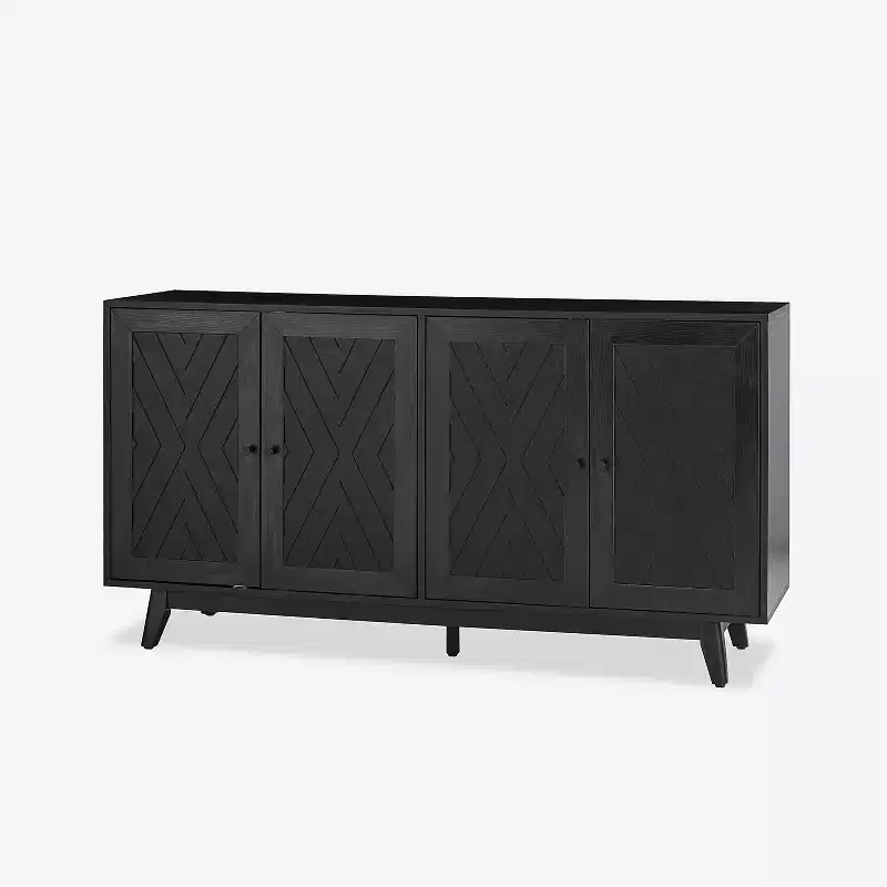 Adolf 57Wide Mid-century Chevron-patterned Sideboard with Adjustable Shelves|HULALA HOME