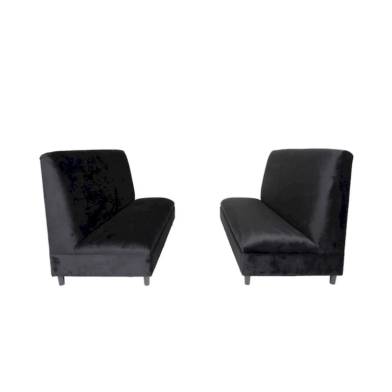 Coast to Coast Sofas Mid Century Modern Seating Booth Velvet Solid Wood Frame Upholstered
