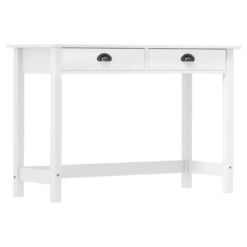 White Rectangular Console Table for 1, Solid Pine Wood
