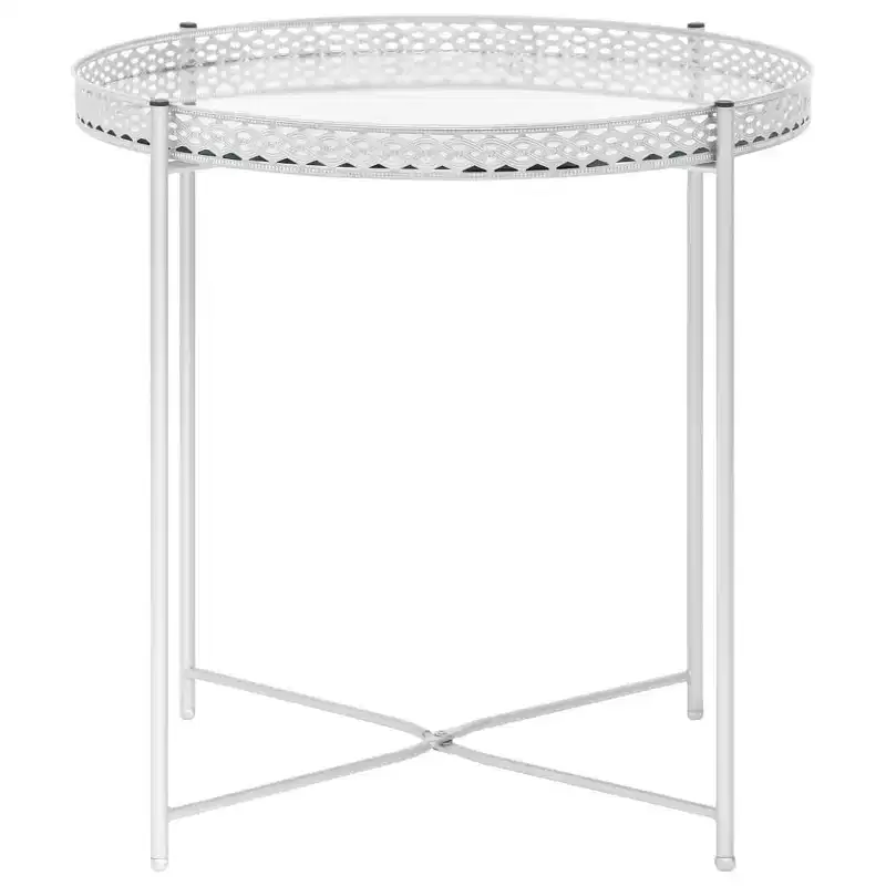 Side Table Silver Glass, Steel Wire Small Mirror Side Table