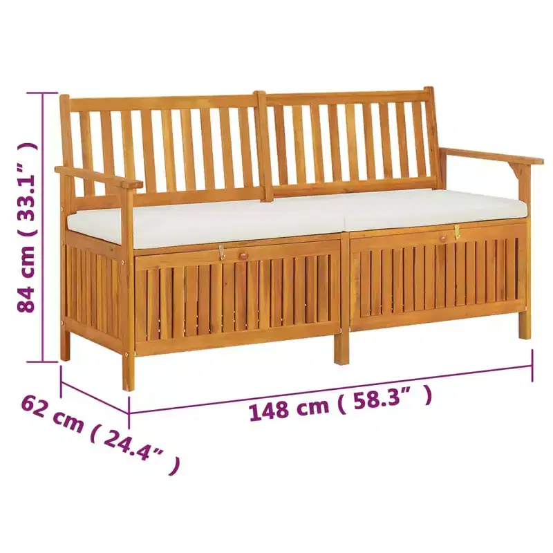 Bench Brown Solid Acacia wood, 100% polyester Medium