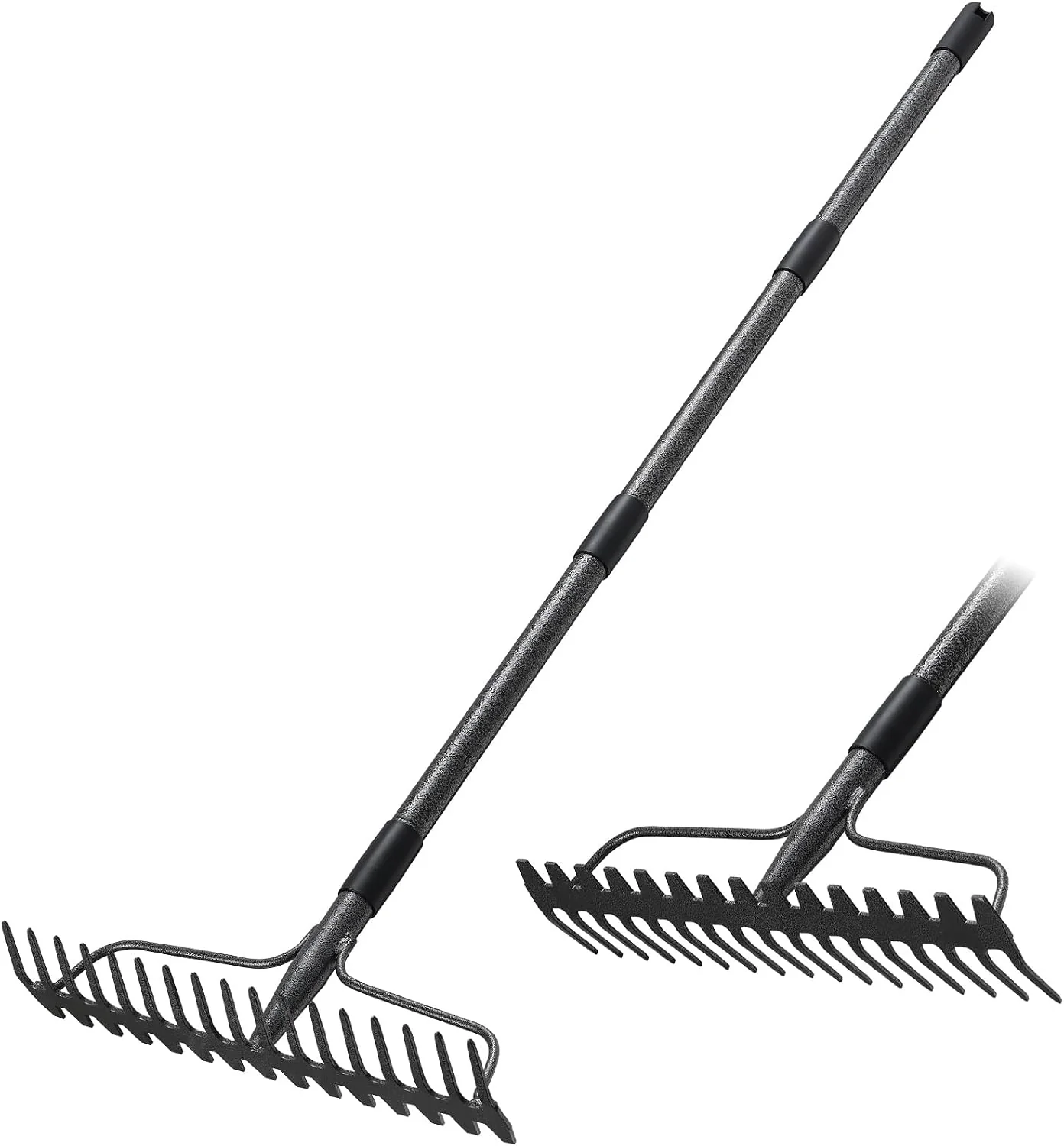 Heavy Duty Metal Garden Bow Rake with 17 Tines and Long Handle