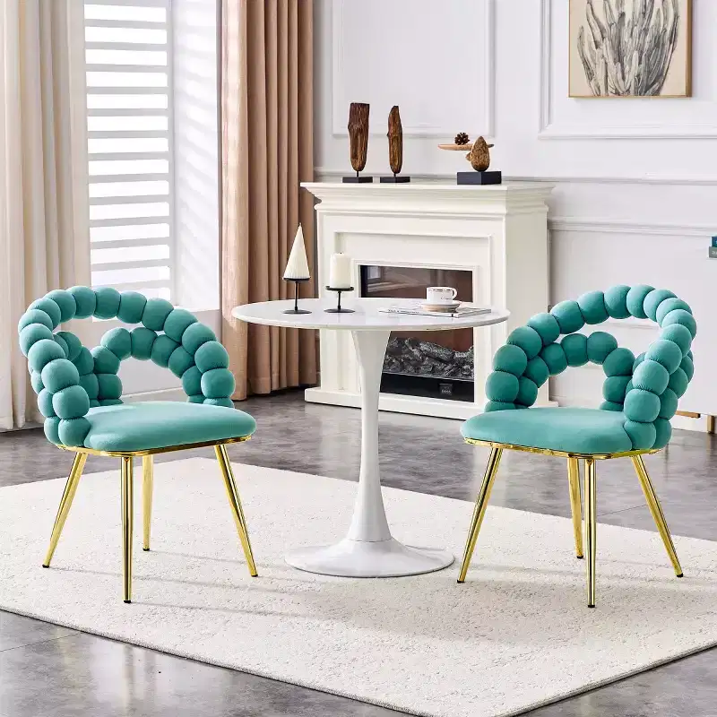 Set of 2 Modern Dining Chairs with Spherical Tufted Upholstery, Stylish Accent Chairs for Kitchen, Dining Room, or Living Areas-Panipeachy