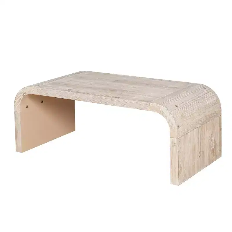 Farmhouse Vintage Coffee Table, Curved Art Deco Design