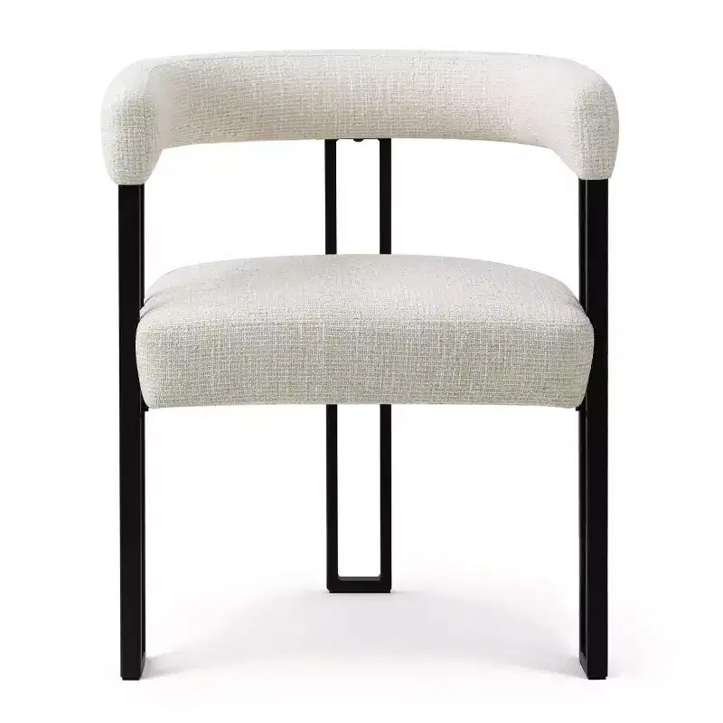 Set of 4 Modern Upholstered Dining Chairs with Armrests and Curved Backrest, Kitchen & Dining Room Chairs with Black Metal Legs-Panipeachy