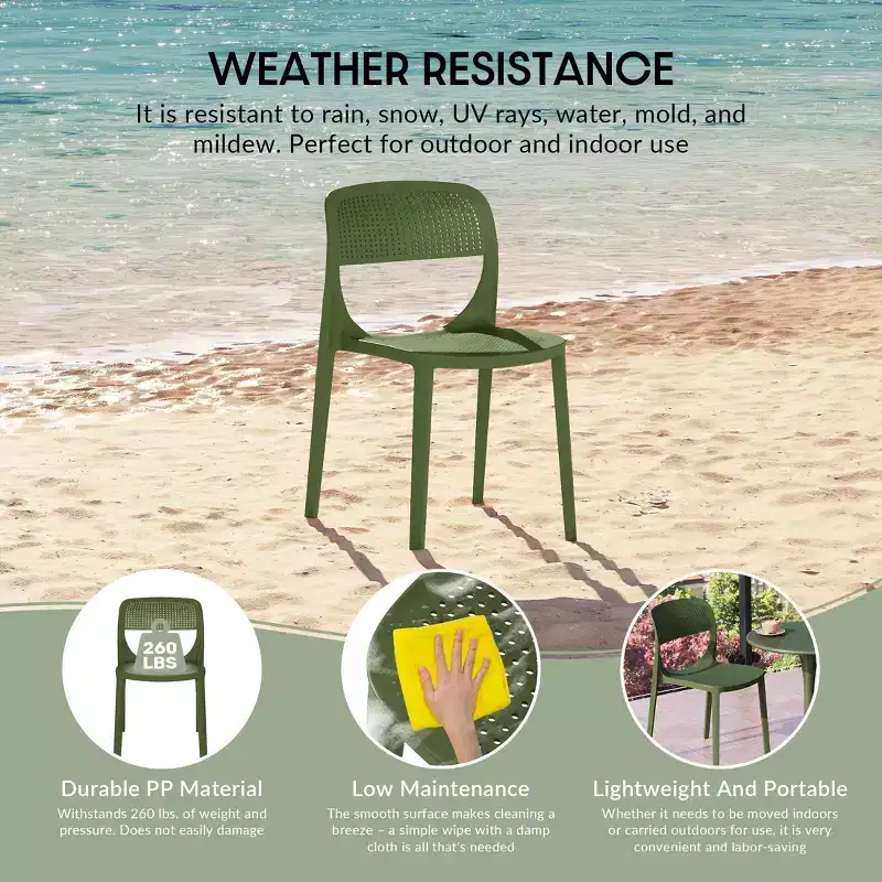 WestinTrends Playa Modern Stackable Plastic Resin Patio Dining Side Chair (Set of 2)