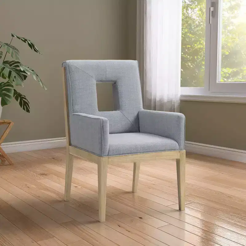Meridian Furniture,Gwendolyn Linen Textured Fabric Dining Arm Chair