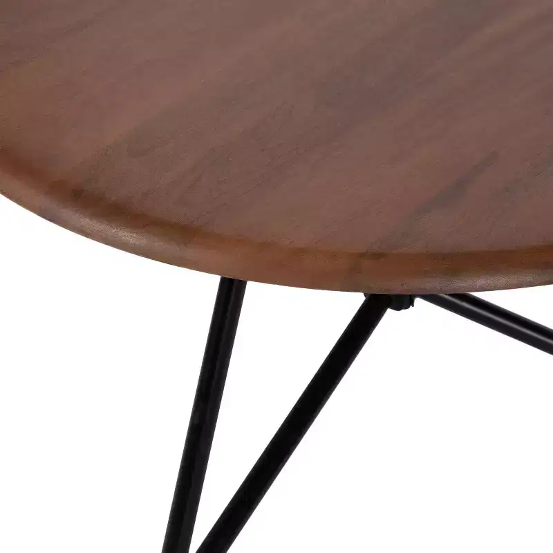 Kate and Laurel Pallson Round Wood Coffee Table, 28x28x18, Walnut Brown and Black