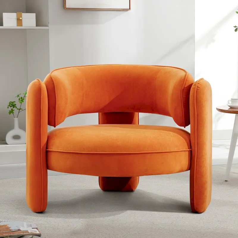 Modern Velvet Accent Chair with Armrests for Living Room