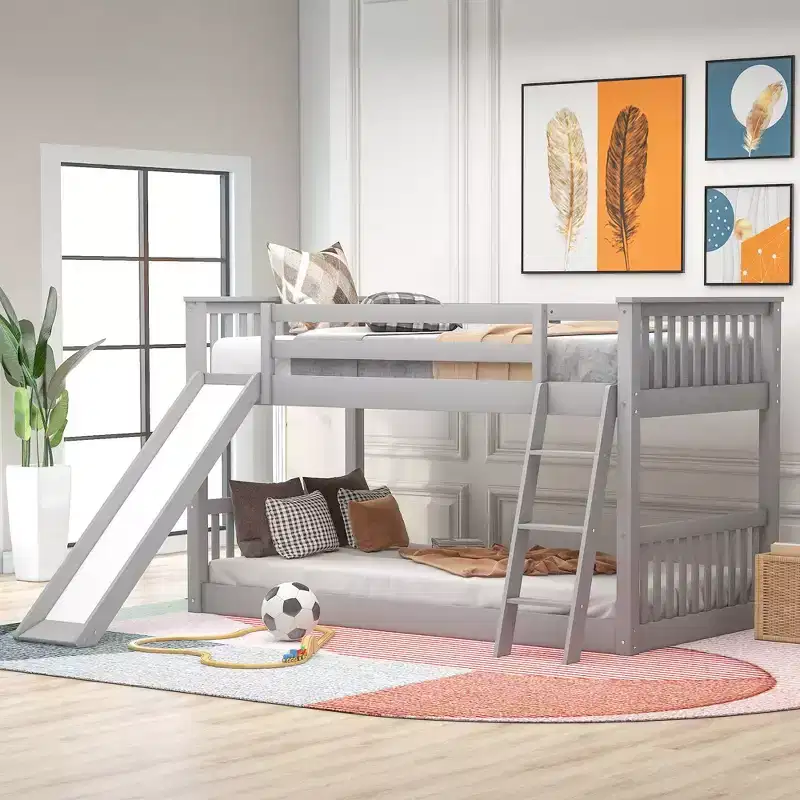 GDFStudio Dorsey Bunk Bed with Convertible Slide and Ladder