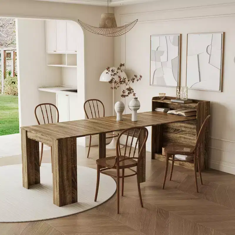 GDFStudio Torin Modern Extendable Dining Table with Storage